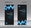 Blue Roll up banner template vector, advertisement, x-banner, poster, pull up design, display, layout , business flyer, web banner