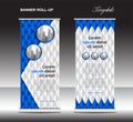 Blue Roll up banner template vector, advertisement, x-banner, poster, pull up design, display, layout , business flyer, web banner