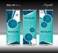 Blue Roll Up Banner template vector illustration polygon background