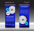 Blue Roll up banner template vector, roll up stand, banner Royalty Free Stock Photo
