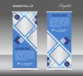 Blue Roll up banner template vector, roll up stand, display Royalty Free Stock Photo