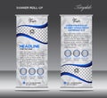 Blue Roll up banner template vector, stand, flyer design, banner