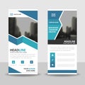 Blue roll up business brochure flyer banner design , cover presentation abstract geometric background, modern publication Royalty Free Stock Photo