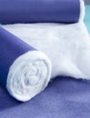 Blue rolled medical cotton