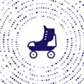 Blue Roller skate icon isolated on white background. Abstract circle random dots. Vector