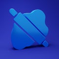 Blue Rolling pin on dough icon isolated on blue background. Minimalism concept. 3D render illustration Royalty Free Stock Photo