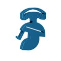 Blue Roman army helmet icon isolated on transparent background.