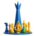 Blue Rook. Unusual 3D chess pieces on white background Royalty Free Stock Photo