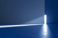 Blue room with light coming from the end,   rendering Royalty Free Stock Photo