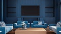 Blue room modern interior - 3D rendering Royalty Free Stock Photo