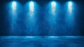 Blue Room With Spotlights And Concrete Floor Royalty Free Stock Photo