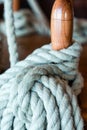 Blue Rope on Belaying Pin Royalty Free Stock Photo