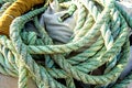 Blue rope of a fishing cutter