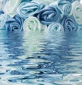 Blue rose reflected in the water