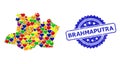 Brahmaputra Watermark Seal and Colored Lovely Mosaic Map of Amazonas State for LGBT