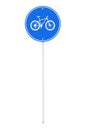 Blue Round Bicycle Lane Sign. 3d Rendering