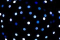 Blue round bokeh on black background Royalty Free Stock Photo