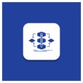 Blue Round Button for Algorithm, design, method, model, process Glyph icon