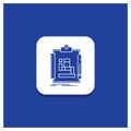 Blue Round Button for Algorithm, process, scheme, work, workflow Glyph icon