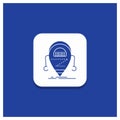 Blue Round Button for Android, beta, droid, robot, Technology Glyph icon