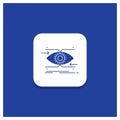 Blue Round Button for attention, eye, focus, looking, vision Glyph icon Royalty Free Stock Photo