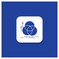 Blue Round Button for balance, circle, alignment, measurement, geometry Glyph icon Royalty Free Stock Photo