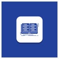 Blue Round Button for book, education, lesson, study Glyph icon Royalty Free Stock Photo
