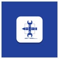 Blue Round Button for Build, design, develop, sketch, tools Glyph icon Royalty Free Stock Photo