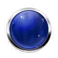 Blue round button with chrome frame Royalty Free Stock Photo