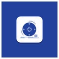 Blue Round Button for Clinical, digital, health, healthcare, telemedicine Glyph icon