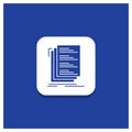 Blue Round Button for Code, coding, compile, files, list Glyph icon Royalty Free Stock Photo