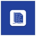 Blue Round Button for Code, coding, doc, programming, script Glyph icon Royalty Free Stock Photo