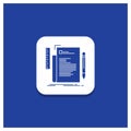 Blue Round Button for Code, coding, file, programming, script Glyph icon Royalty Free Stock Photo