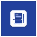Blue Round Button for Code, coding, file, programming, script Glyph icon Royalty Free Stock Photo