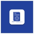 Blue Round Button for Code, executable, file, running, script Glyph icon Royalty Free Stock Photo