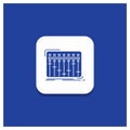 Blue Round Button for Console, dj, mixer, music, studio Glyph icon