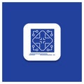 Blue Round Button for Data, infrastructure, network, matrix, grid Glyph icon