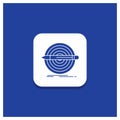 Blue Round Button for Design, goal, pencil, set, target Glyph icon Royalty Free Stock Photo