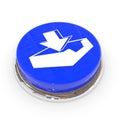 Blue round button with download sign. Royalty Free Stock Photo