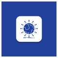 Blue Round Button for global, student, network, globe, kids Glyph icon Royalty Free Stock Photo