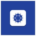 Blue Round Button for help, lifebuoy, lifesaver, save, support Glyph icon