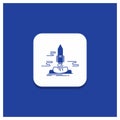 Blue Round Button for launch, Publish, App, shuttle, space Glyph icon