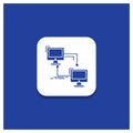 Blue Round Button for local, lan, connection, sync, computer Glyph icon Royalty Free Stock Photo
