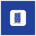 Blue Round Button for media, music, player, video, mobile Glyph icon