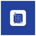 Blue Round Button for purchase, store, app, application, mobile Glyph icon