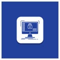 Blue Round Button for secure, protection, safe, system, data Glyph icon Royalty Free Stock Photo