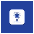 Blue Round Button for seo, search, optimization, process, setting Glyph icon