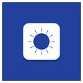 Blue Round Button for sun, weather, sunset, sunrise, summer Glyph icon