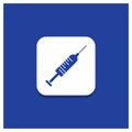 Blue Round Button for syringe, injection, vaccine, needle, shot Glyph icon