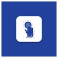 Blue Round Button for touch, click, hand, on, start Glyph icon